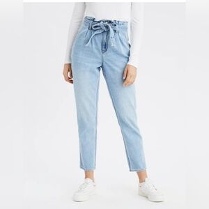 American Eagle Highest Waist Mom Jean Paperbag Waist Tie Pants Jeans 16 R